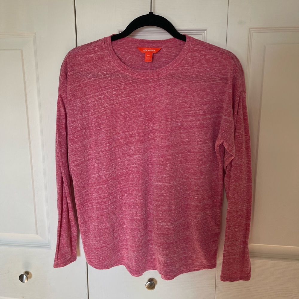 Long Sleeve Heather Pink Joe Fresh Pullover Lightweight Sweater S/P Small
